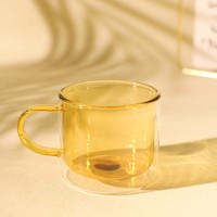 Tasses à café classiques à double paroi de haute qualité en verre coloré en verre à haute teneur en borosilicate