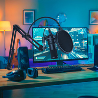 Kit Micro Studio Cardioïde Professionnel avec Bras Articulé pour Gaming sur Table