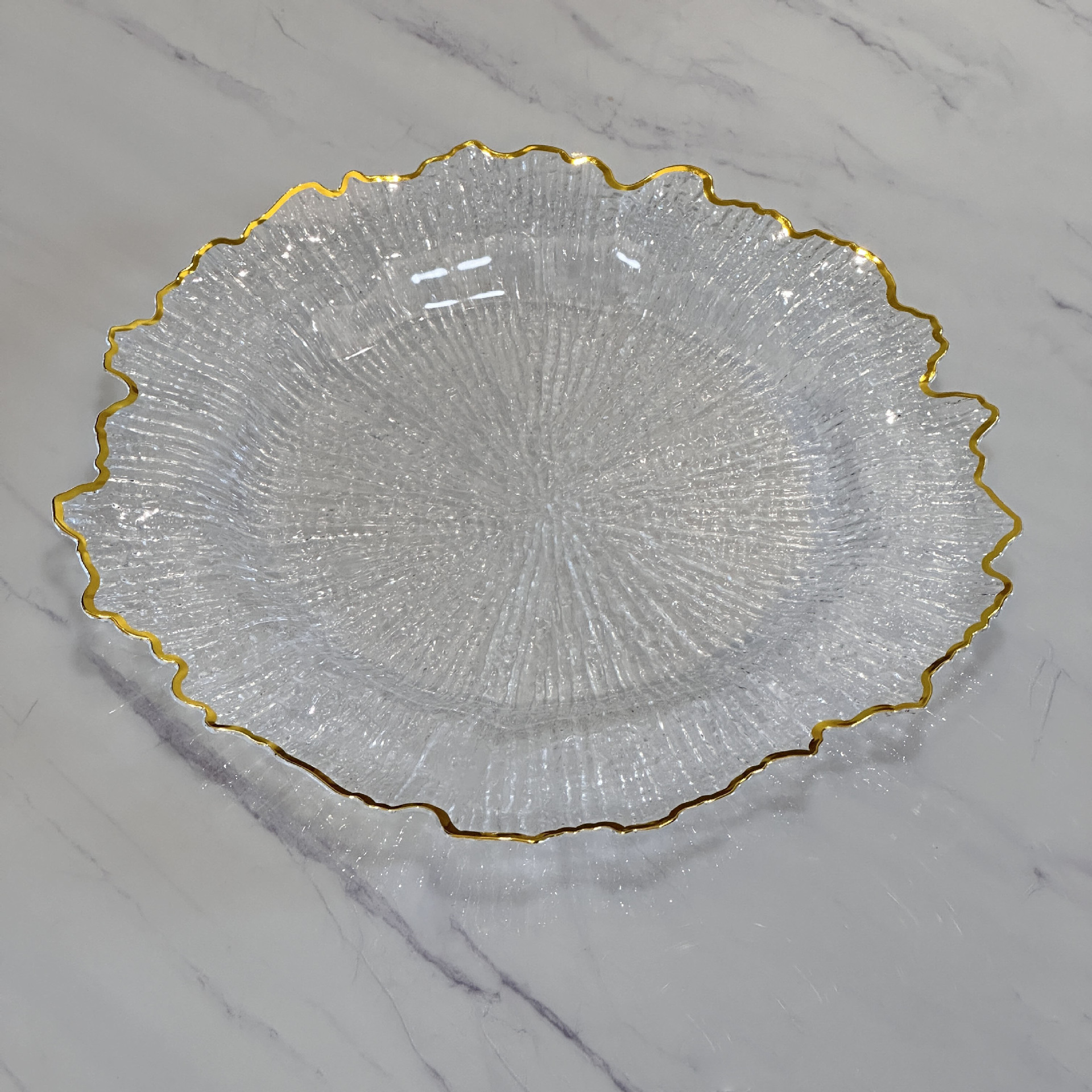 Clear with gold rim