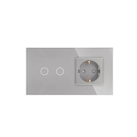 Zigbee Smart Life Support Double panneau de verre 2 gangs 1 Way Smart Phone contrôle vocal prise murale avec commutateur allemand 2 gangs
