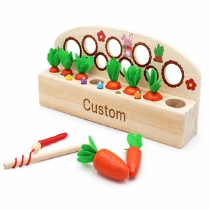 Juego de Pesca de Zanahorias de Madera Colorido Personalizado, Juguete Educativo Interactivo Montessori <span class=keywords><strong>para</strong></span> Entrenamiento Sensorial y Motricidad Fina, Caja de Regalo - Product Image 1