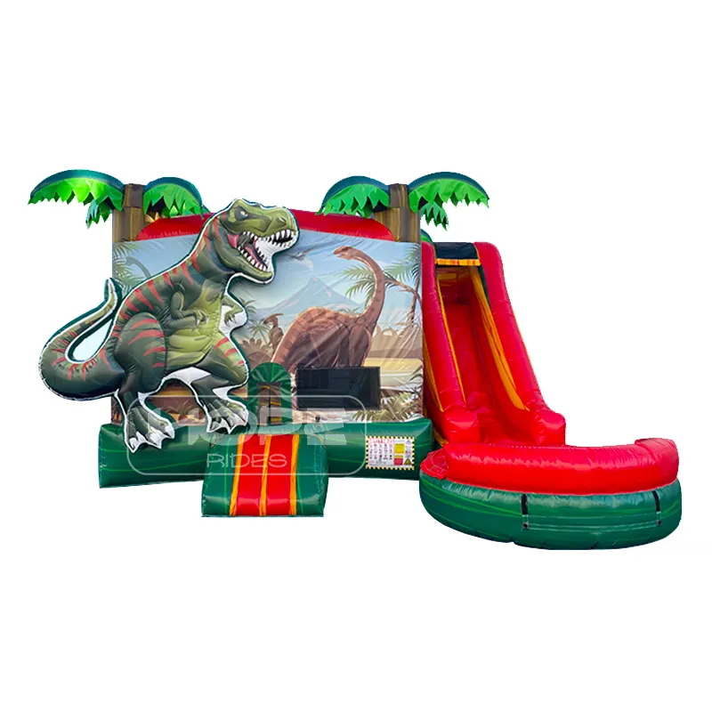 Exclusief Custom Design Jurassic Periode Dino Commerciële Dinosaurus Bounce Huis Combo Inflatables Waterglijbaan