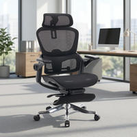 Chaise de bureau ergonomique moderne 6D à dossier haut pivotant en maille avec appui-tête réglable 4D et accoudoirs relevables 4D - Empilable et à roulettes