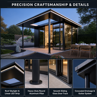 DMJ-LT017 Pergola extérieure en aluminium avec toit à lames orientables et éclairage LED, idéale pour jardin, patio et terrasse