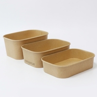 Boîte alimentaire rectangulaire en papier kraft personnalisée avec logo OEM, 500ml, 750ml, 1000ml, 1100ml, jetable, pour salades et repas à emporter