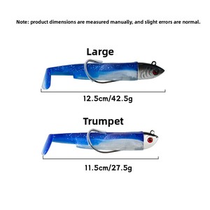 Lot de 2 leurres souples en PVC <span class=keywords><strong>Black</strong></span> <span class=keywords><strong>Minnow</strong></span> à queue en T avec hameçons pour la pêche à la traîne en eau salée - Product Image 3