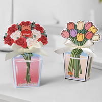 Boîte cadeau personnalisée en papier kraft réutilisable en forme de tulipe 3D avec nœud, 5,5x4x6,8cm, 10 pièces, pour bougies, Saint-Valentin, mariage, cadeau romantique