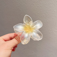 Jepit Rambut Plastik Bunga Frangipani Transparan Gaya Manis Grosir QianJin, Aksesoris Rambut Plumeria untuk Wanita dan Gadis