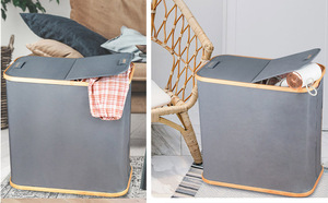 Cesto de Ropa Plegable Doble Grande de 92L con Bolsas Desmontables y Tapa, Diseño Plegable y Desmontable Conveniente para un Fácil Almacenamiento - Product Image 2