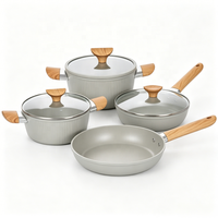 Ensemble de 7 pièces de batterie de cuisine haut de gamme en aluminium forgé, comprenant poêles, casseroles et marmites à soupe, antiadhésives et sans fumée, pour la maison