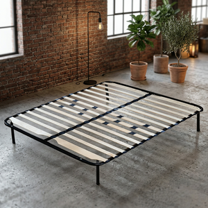 Base de Cama Metálica Compatible con Varios Tamaños, con Láminas de Madera Contrachapada Curvadas, Base de Cama Simple para <span class=keywords><strong>Colchones</strong></span> King y Queen - Product Image 4