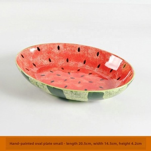 Plato Ovalado Moderno de Alta Gama para Pescado, Sandía o Fruta, Vajilla de Cerámica Pintada a Mano con Color Bajo Esmalte para Fiestas - Product Image 5