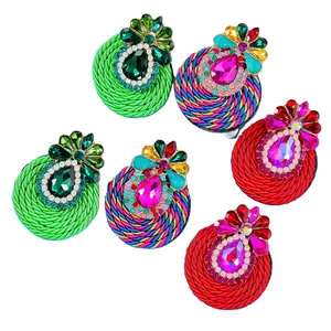 ShiChuang Earrings elastic thread rhinestone earrings women's round party for USA and Asian