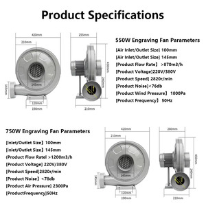 Nouveau ventilateur d'extraction laser CO2 <span class=keywords><strong>KX</strong></span> 550W/750W, souffleur centrifuge, extracteur d'air pour machine de découpe et de gravure, prix compétitif avec garantie 1 an - Product Image 3