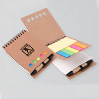 Ensemble de blocs-notes de bureau écologiques en spirale avec couverture en kraft, blocs-notes adhésifs avec stylo