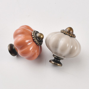 Acrylic Pumpkin Cabinet Knobs 36mm Beige Orange American Retro Style Novelty Shape Durable Furniture Hardware - Product Image 2