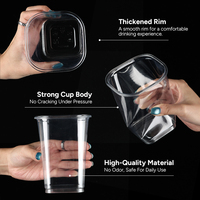 Gobelets en plastique jetables carrés transparents en PET avec couvercles, contenants recyclables pour boissons, café, jus, bière, vin