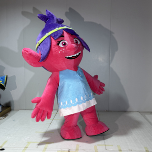 Costume de mascotte gonflable rose de 2,2 m, costume de mascotte de dessin animé en <span class=keywords><strong>peluche</strong></span> pour adulte, mascotte de fille troll rose pour événements et défilés - Product Image 2