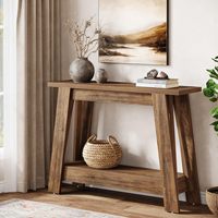 Table console Tribesigns style farmhouse, 2 niveaux de rangement, brun rustique, étroite, pour entrée, couloir, hall, derrière le canapé