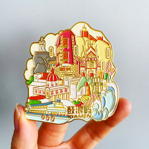 Aimants de réfrigérateur en émail personnalisés, souvenirs touristiques de monuments urbains, aimants de réfrigérateur promotionnels en métal - Product Image 3