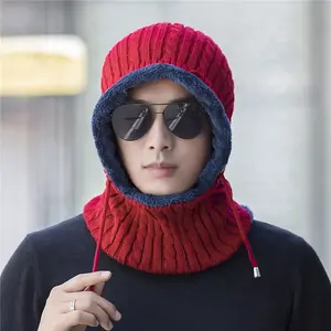 도매 2019 Unisex 야외 겨울 Windproof 귀마개 따뜻한 두꺼운 아크릴 니트 모자