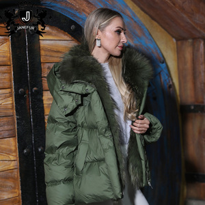Janefur AW - Chaqueta de Plumón Gruesa con Capucha y Solapa Desmontable de Piel de Mapache para Mujer, Imprescindible para el Uso Diario Informal - Product Image 2