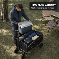Chariot de camping pliable personnalisable en gros, conception anti-collision, construction métallique légère et portable pour le camping et le shopping