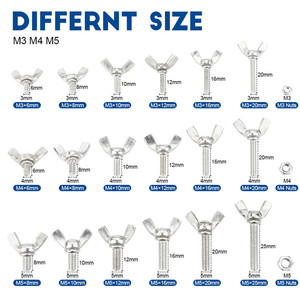 288ชิ้น DIN316สแตนเลส M4 M3หัวน๊อตหัวแม่มือหัว M5ชุดสกรูวิงนเดจิน - Product Image 3