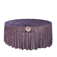 Nappe irisée violette ANNIELU en velours à paillettes de qualité supérieure, idéale pour les mariages, les baby showers, les banquets et les événements