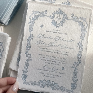 <b>Handmade</b> Art <b>Paper</b> Deckled Edge Wedding Invitation Set Custom Logo Embossed Gravure Printed Elegant Luxury Pure Cotton <b>Paper</b> - Product Image 2