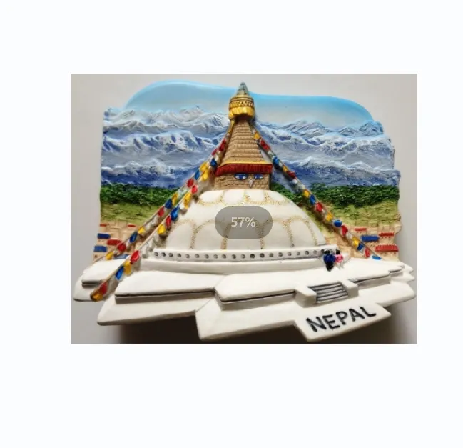 مغناطيس ثلاجة ثلاثي الأبعاد من الراتنج بوتاناث ستوبا من كاتمندو نيبال هدية تذكارية للسفر