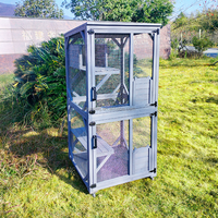 Maison pour chat en bois, enclos pour chat, utilisation intérieure et extérieure, avec toit résistant aux intempéries, 3 plateformes, fenêtre, cage à chat portable