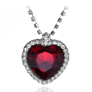 Collier Cœur de l'Océan inspiré du <span class=keywords><strong>film</strong></span> Titanic, avec strass rouges et bleus, grand cristal d'amour - Product Image 1