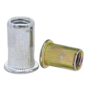 UNC Pulgada <span class=keywords><strong>Rosca</strong></span> 6 #-32 8 #-32 10 #-32 1/4-20 5/16-18 3/18-16 Tuercas de remache de cabeza plana chapada en zinc de acero Tuercas de remache - Product Image 1