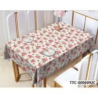 Nappe en PVC à motif floral rose de style européen, imperméable et résistante à l'huile, pour la salle à manger, la cuisine et les fêtes