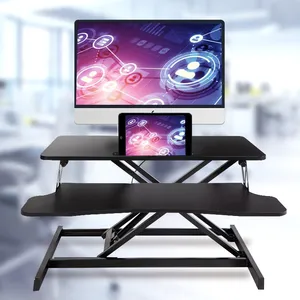 SJZ101桌面工作站高度可调站立式办公桌转换器站立式办公桌黑色家庭办公桌