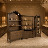 Vitrine de présentation de bijoux en verre robuste avec éclairage LED, étanche et polie, pour magasin de bijoux, équipement de vente en gros