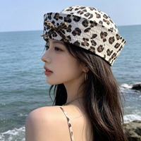 Sombrero de Marinero con Estampado de Leopardo al por Mayor, Gorros y Sombreros de Fiesta Y2K con Lazo a Juego y Logotipo Personalizado para Mujer, Verano, Halloween