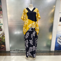 Nouvelle Robe Kaftan Africaine Bubu pour Femme, Grande Taille, Élégante, Quotidienne, en Tissu Noir Ample avec Imprimé Feuilles et Patchwork Ethnique, Vente en Gros pour l'Été