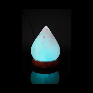 مصباح ملح هيمالايا صغير Led بمقبس USB محمول على شكل قطرة ماء إضاءة ليلية محيطية متغيرة الألوان اختيارية