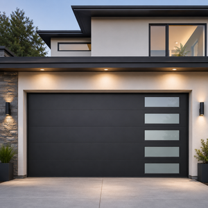 <span class=keywords><strong>Porte</strong></span> <span class=keywords><strong>de</strong></span> <span class=keywords><strong>garage</strong></span> sectionnelle moderne en aluminium à grain <span class=keywords><strong>de</strong></span> bois avec fenêtre en verre, système automatique robuste, pour villa <span class=keywords><strong>de</strong></span> luxe, OEM - Product Image 2