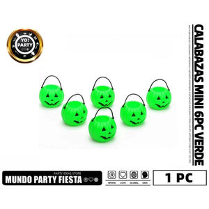 Mini secchio di zucca verde confezione da 6 per bomboniere #70114 - Product Image 1