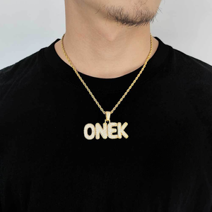 Iced Out Spliced Bubble Words S925 Silver Hip Hop Moissanite Jewelry Real Gold Plated Custom <b>Name</b> Pendant Pave Setting Charms - Product Image 4