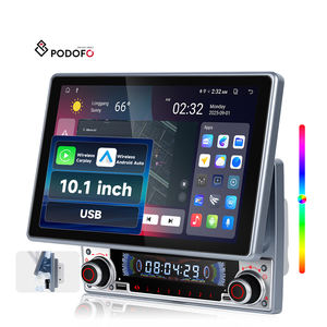 Autoradio Android Podofo Slim 10,1 pouces avec écran rotatif Incell, 4+64 Go, CarPlay/Android Auto sans fil, double bouton pour voitures universelles - Product Image 1