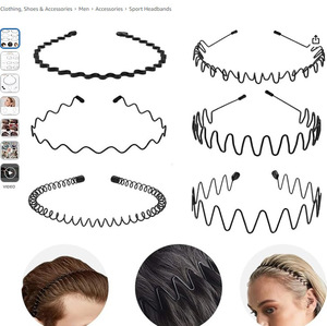 Lot de 8 <span class=keywords><strong>serre</strong></span>-têtes ajustables en plastique avec <span class=keywords><strong>peigne</strong></span> à dents, antidérapants, style tendance pour femmes, hommes et adolescentes - Noir, couleurs vives - Product Image 4