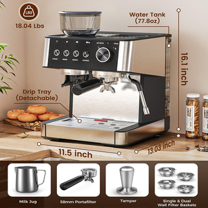 Nouvelle <span class=keywords><strong>machine</strong></span> <span class=keywords><strong>à</strong></span> <span class=keywords><strong>café</strong></span> <span class=keywords><strong>professionnelle</strong></span> <span class=keywords><strong>à</strong></span> pompe 15 bars, manuelle et automatique, <span class=keywords><strong>avec</strong></span> moulin intégré - Product Image 3