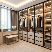 Armoire intégrée Eminent Zunteng avec porte vitrée et cadre en aluminium noir pour la décoration intérieure de la chambre principale d'un manoir de luxe
