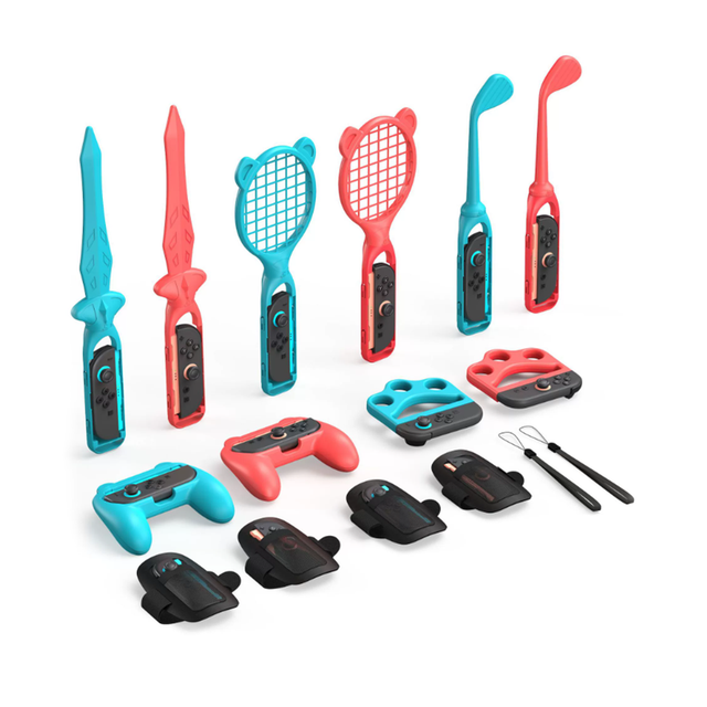 14pcs Accessories Controller Sports Set for Nintendo Switch 2/Switch2 Tennis Racket Racing Steering Wheel Golf Club Swords Grip