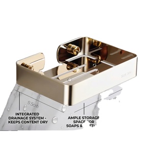Porte-savon mural en acier inoxydable rectangulaire 9,5x13,5 cm, design minimaliste avec drainage automatique, finition polie pour salle de bain - Product Image 4