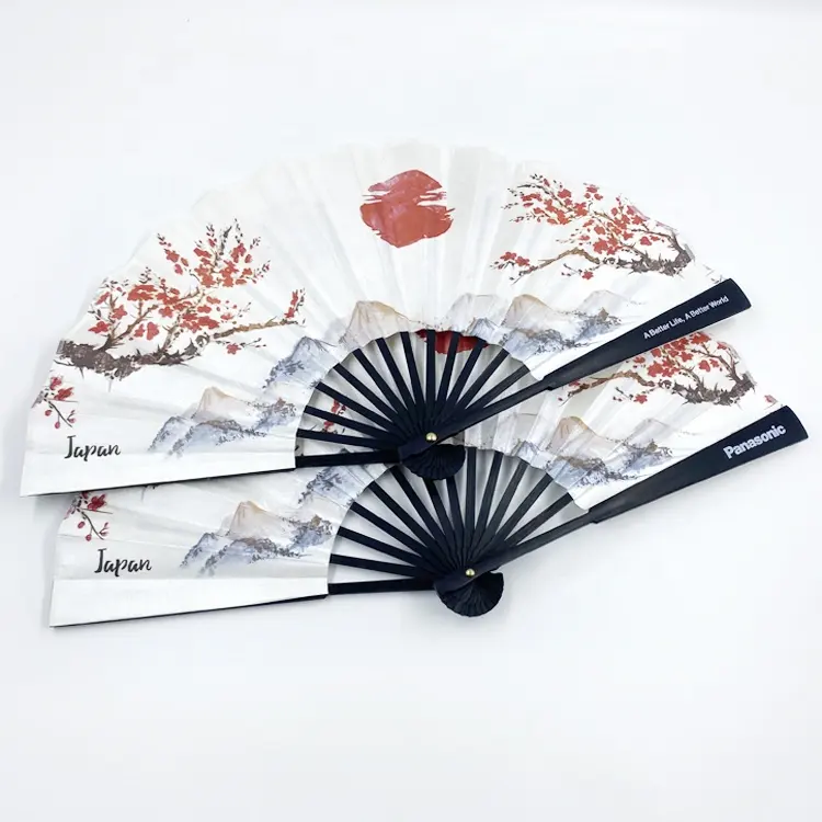 사용자 정의 인쇄 대나무 손잡이 접는 팬 판촉 선물 일본 스타일 23CM 26CM 무료 배송 사랑 맞춤형 OEM 일본 CMYK